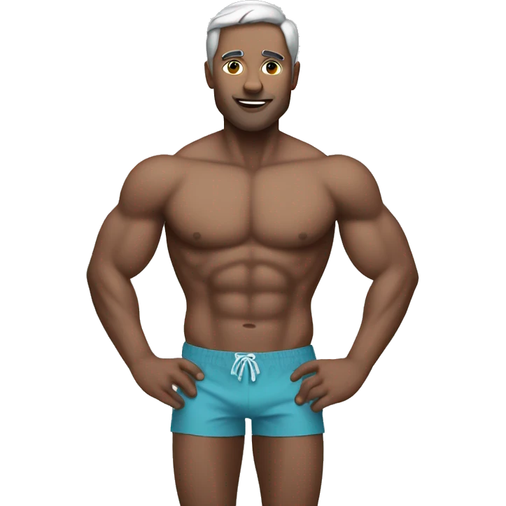 Silver man muscular in swim trunks emoji