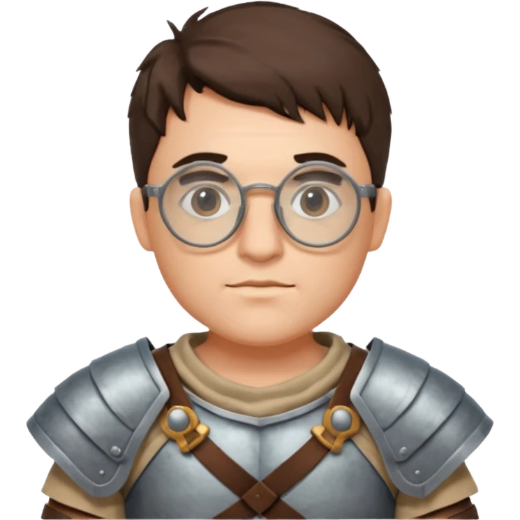 scientist, wearing gladiator cloth, big round glassed emoji