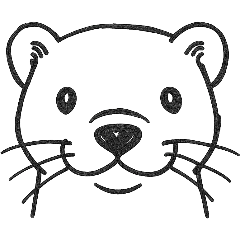 hand drawn outlined ferret head icon emoji