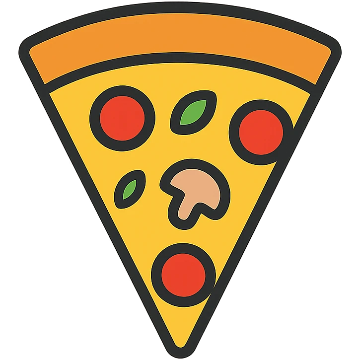 slice of pizza, color outlined icon style, black outline with color fill, modern icon emoji