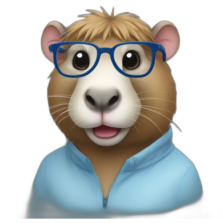 Blue beryuz capybara with glasses emoji