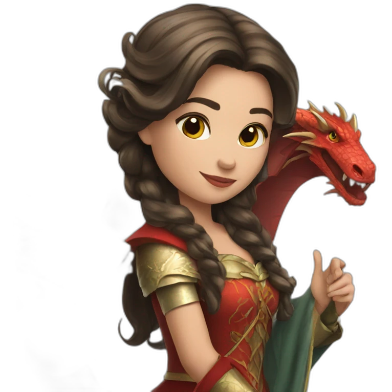 Brunette princess with dragon emoji