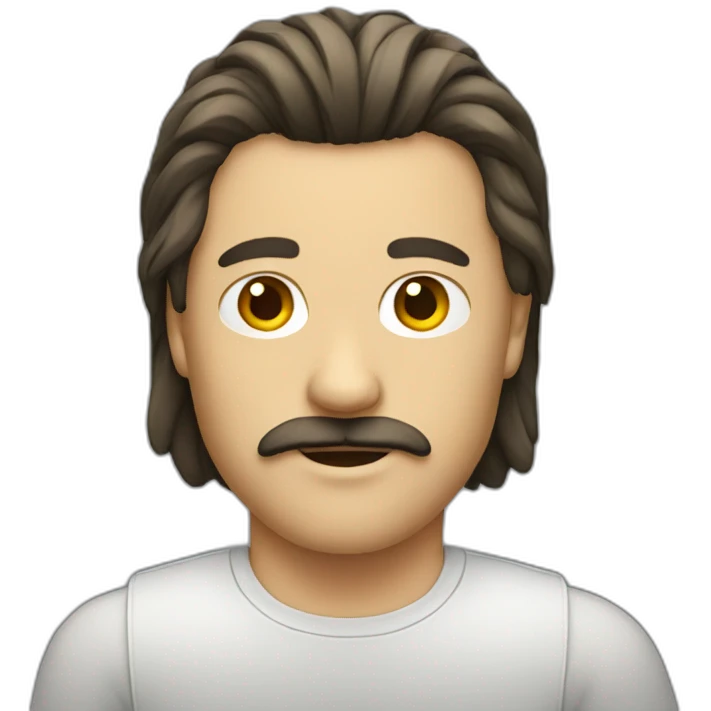 A guy with a mullet haircut and a moustache emoji