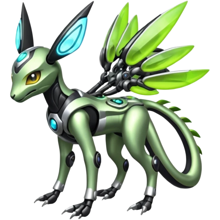  Exotic Organic Mechanical Futuristic Cyborg-Cyber-Meloetta-Zygarde-Zeraora-Protogen-Palkia-hybrid-fusion-Fakémon-creature, full body emoji