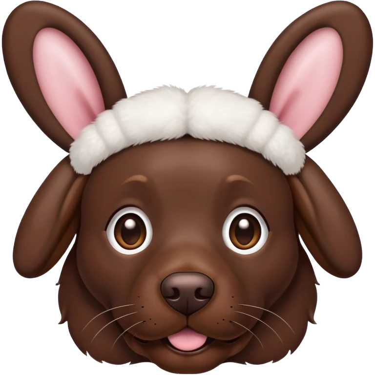 Chocolate lab, bunny ears emoji