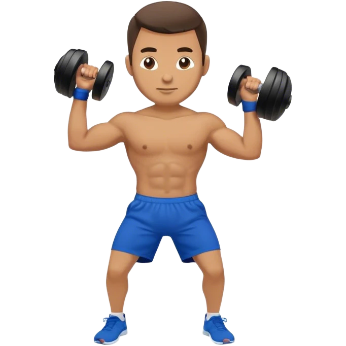 blue shorts man doing kettlebell swings emoji