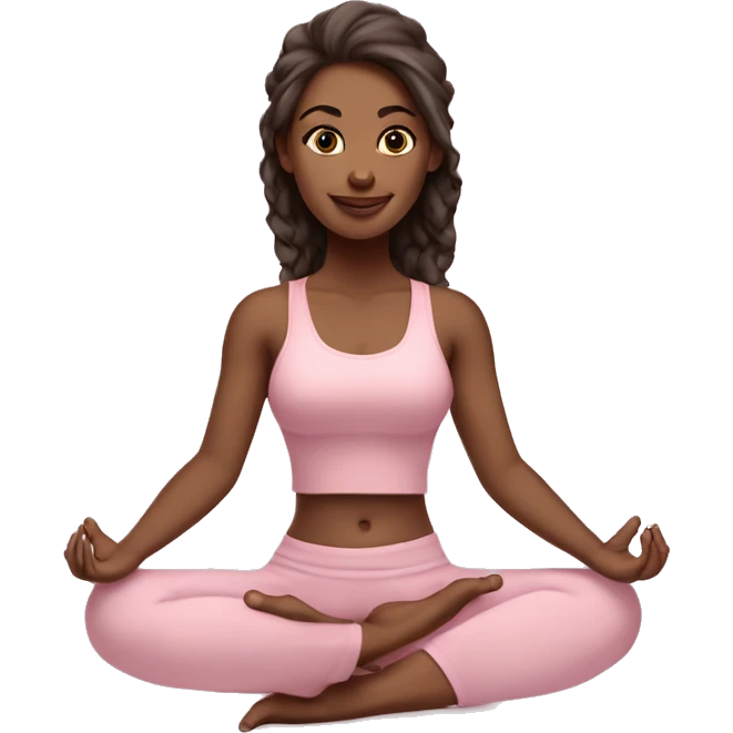 Brunnete yoga girl light pink clothes n emoji