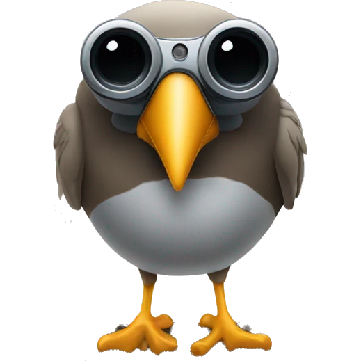 bird holding binoculars watching in the distance portrait emoji