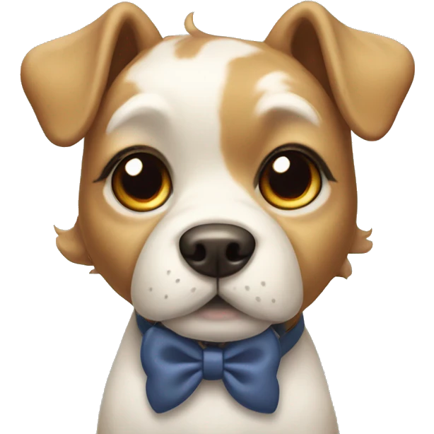Cute preppy dog with bow on head emoji