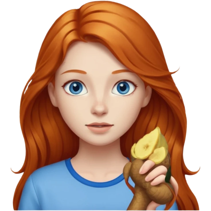 Long ginger hair girl with blue eyes emoji