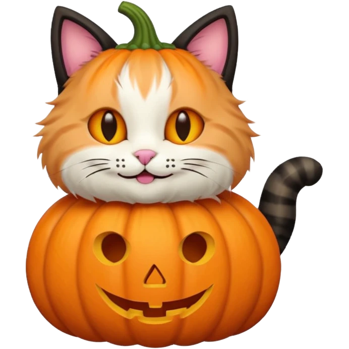 pastel halloween cat with pumpkin emoji