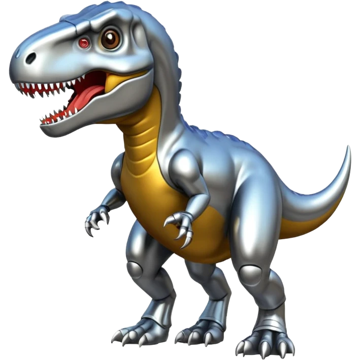 Chrome metallic dinosaur  emoji