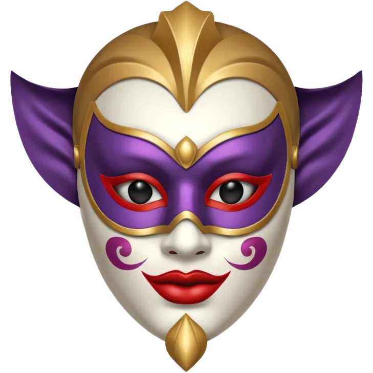 circus masked performer portrait, head and shoulders only, elegant carnival mask, dramatic costume collar, mysterious expression, 3D cartoon, mobile game icon style, clean background, no text, no watermark emoji