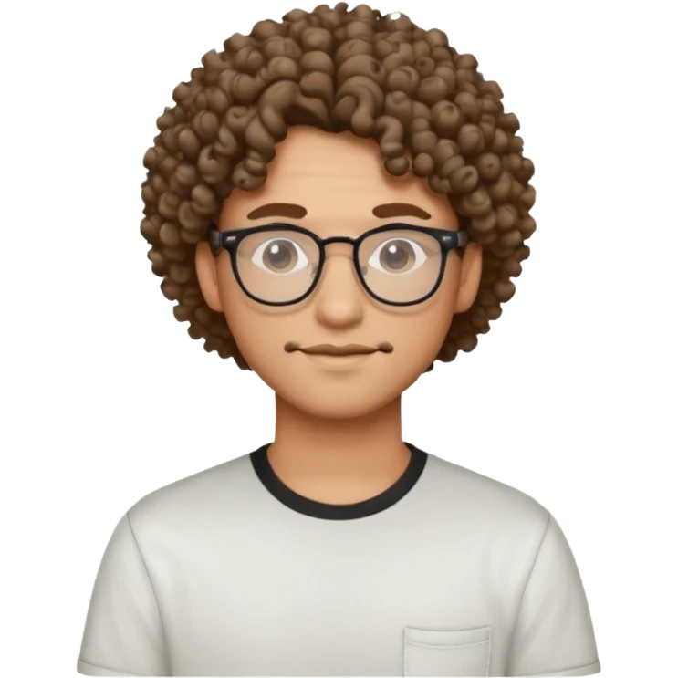 make a guy with curly hair and good glases with aesthetics emoji
