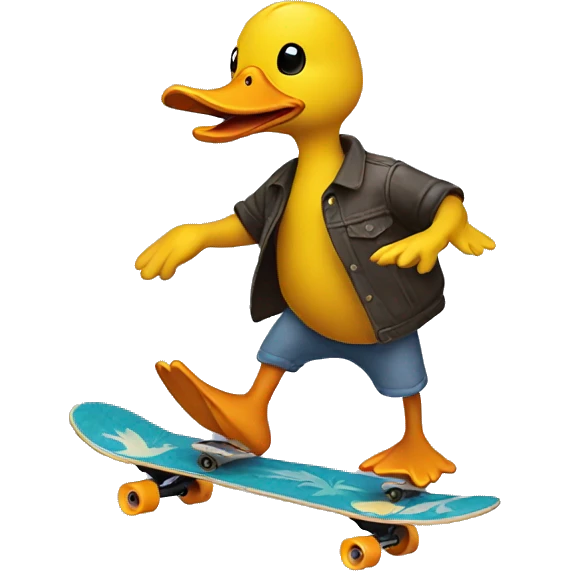 Duck riding a skateboard  emoji
