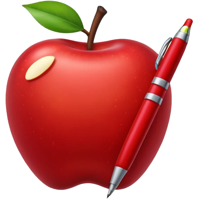 Pen stuck in an apple emoji