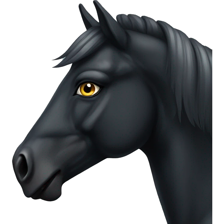 Evil black horse with white eyes emoji