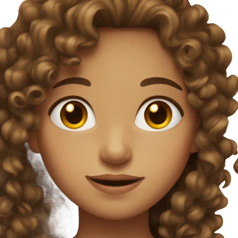 Girl with brown curly hair and brown eyes  emoji