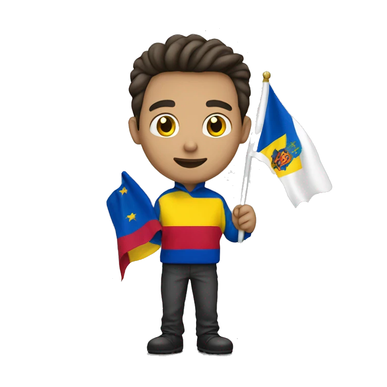 a guy holding moldovan flag in his hand emoji
