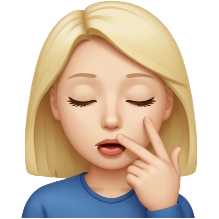 una cara con los ojos cerrados y con un dedo en la boca coqueta  emoji