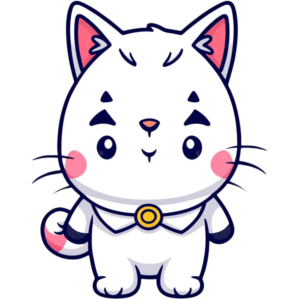 a white cat wearing a fancy costume emoji