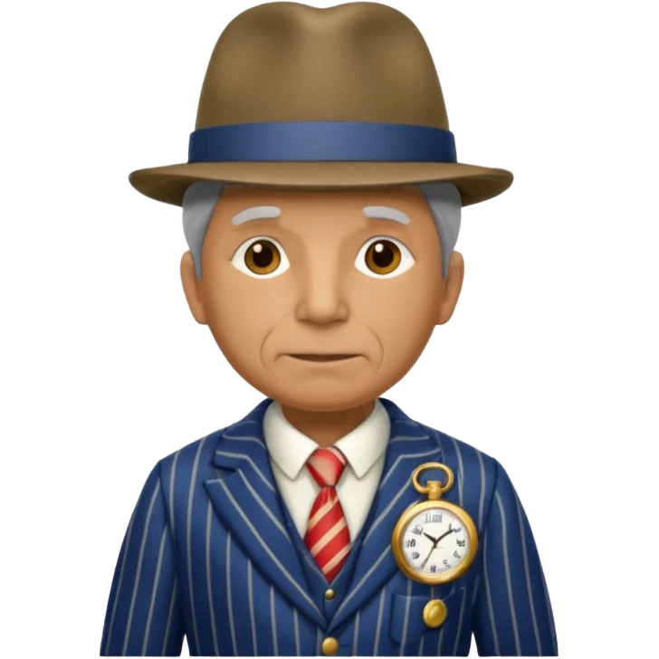 old weighted man with striped suit and felt hat emoji