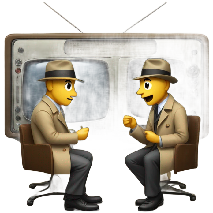 two detectives in a vintage TV set emoji