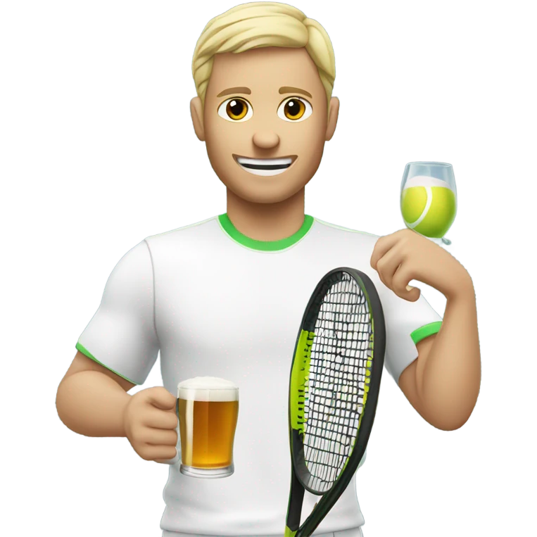 White skinned tennis player drinking beers emoji