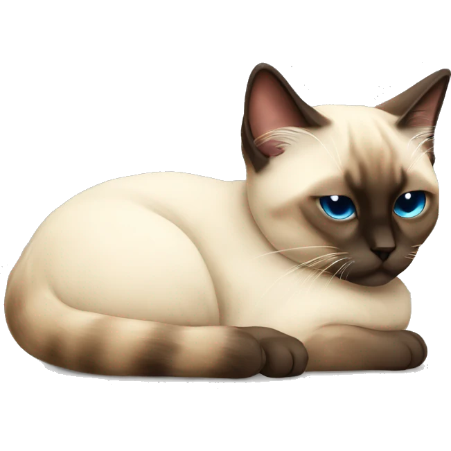 fluffy siamese cat curled up sleeping emoji