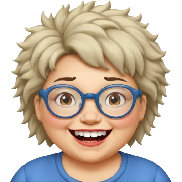short fat lady with glasses ,crooked teeth and crazt hair emoji