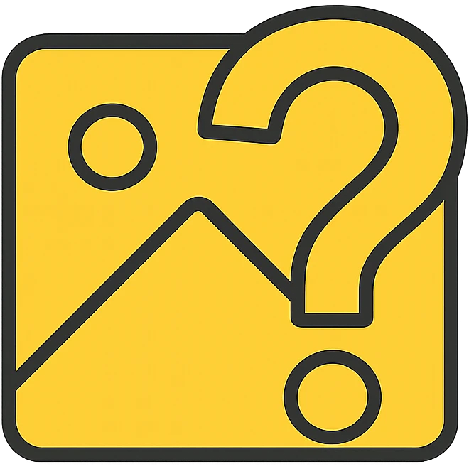 minimal icon style image placeholder emoji, yellow color, large question mark overlay emoji