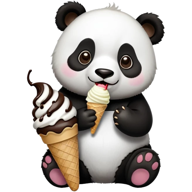Panda eating ice cream emoji