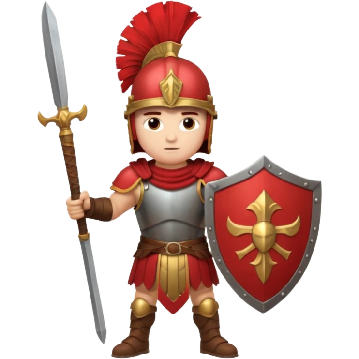 A strong Roman soldier in red-plumed helmet, bronze armor, and firm shield stance.
 emoji