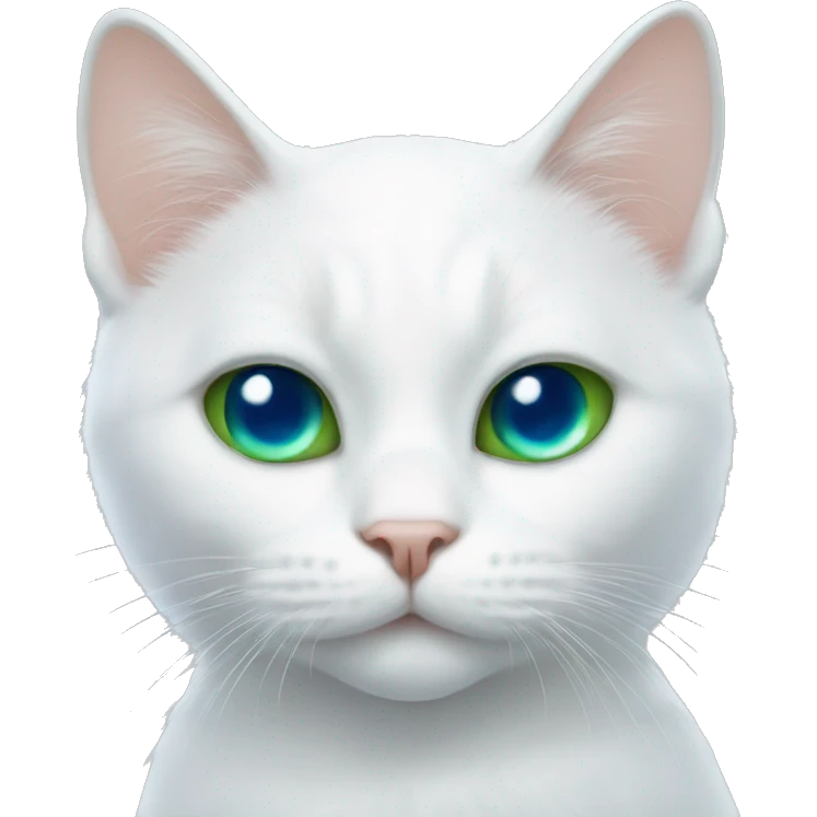 White cat with one green eye and one blue eye  emoji