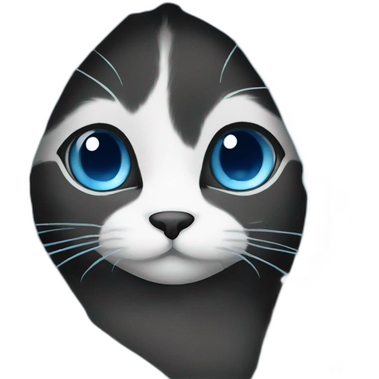 Black cat with blue eyes wrapped in a blanket emoji