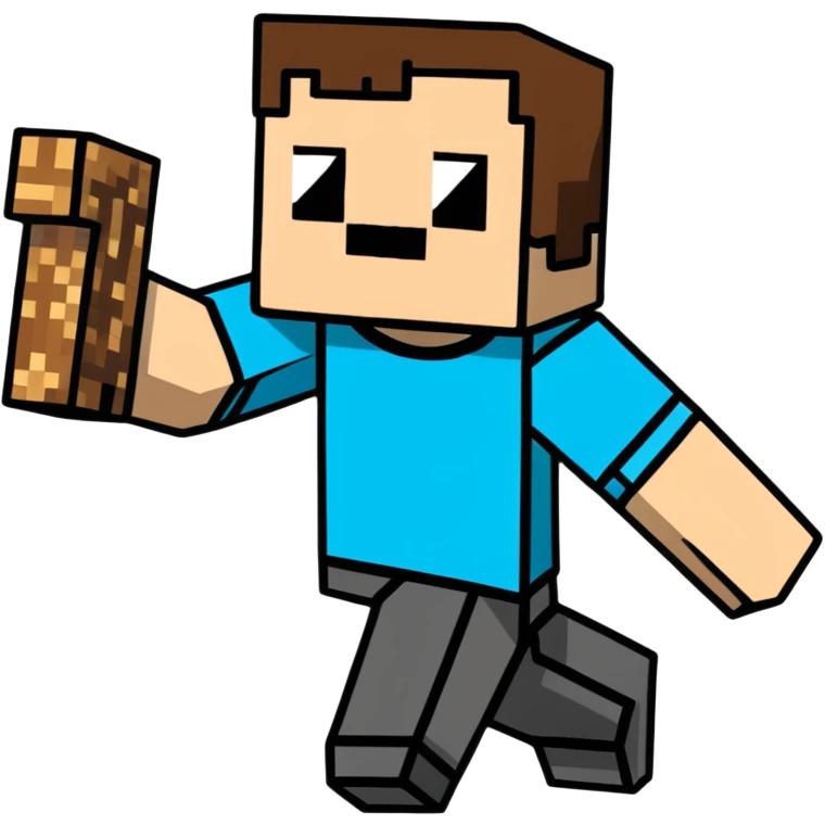 Minecraft Steve character in cartoon sticker style emoji