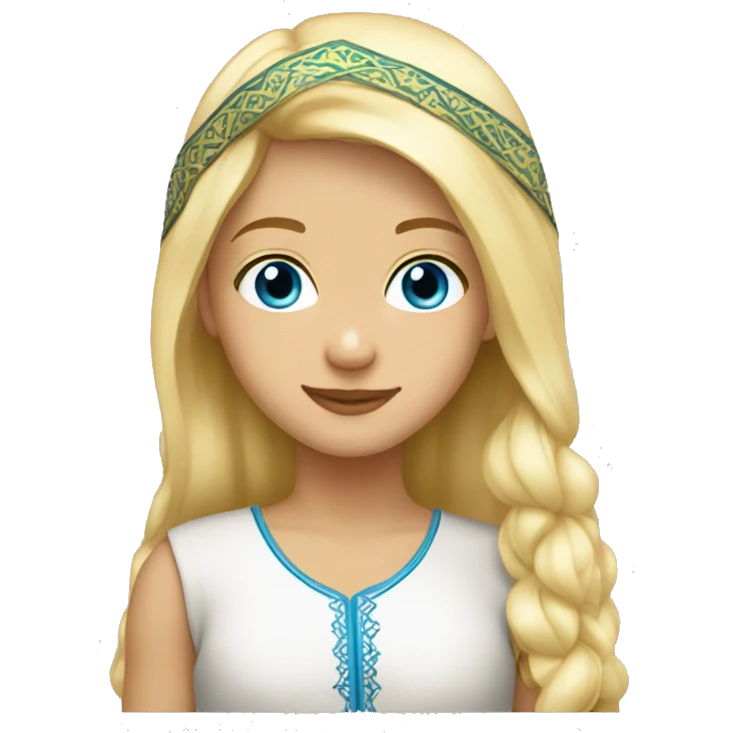 Blond girl blue eyes with moroccan boy emoji
