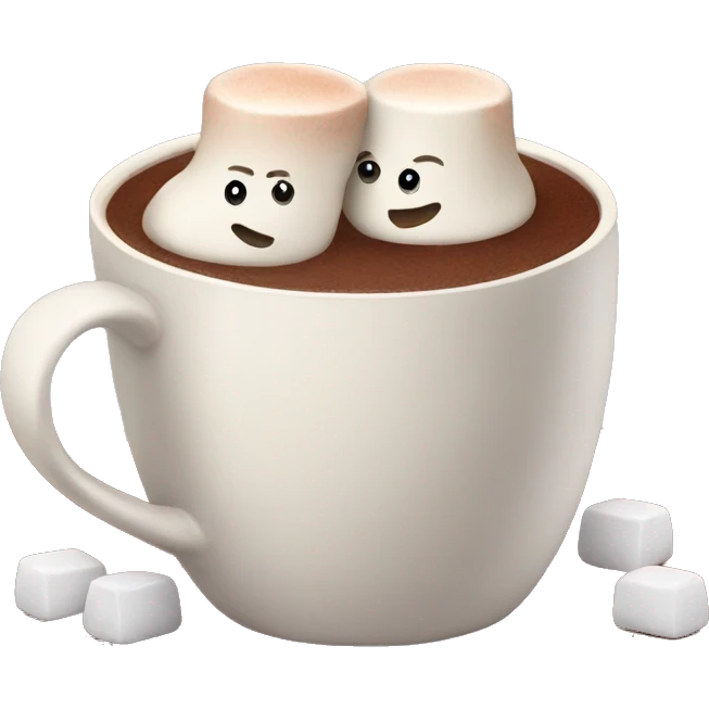Hot chocolate with marshmallows in bej cup emoji