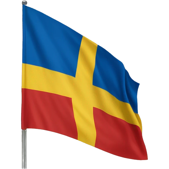 a similar flag as sweden but th blue is replaced with red emoji