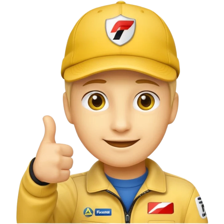 thumbs up emoji wearing a cap with the Formula 1 logo emoji