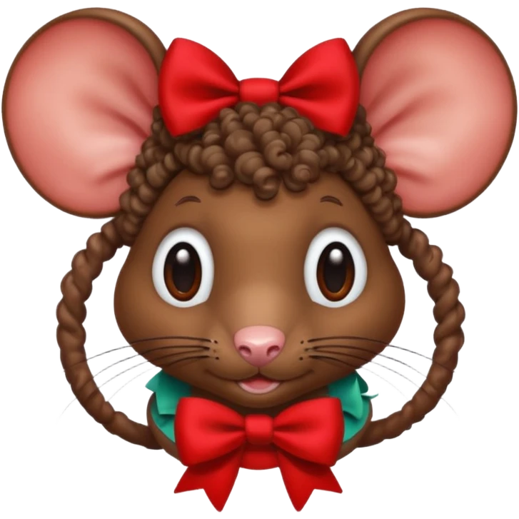 Rat with a curly hair and a bow emoji