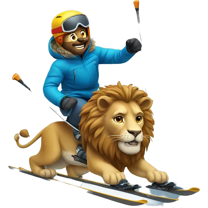 Lion skiing emoji