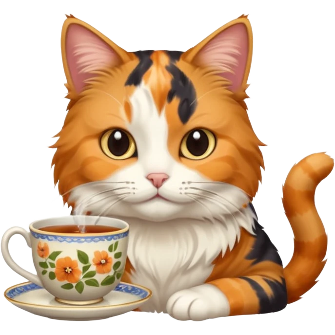 Çay içen kedi emoji