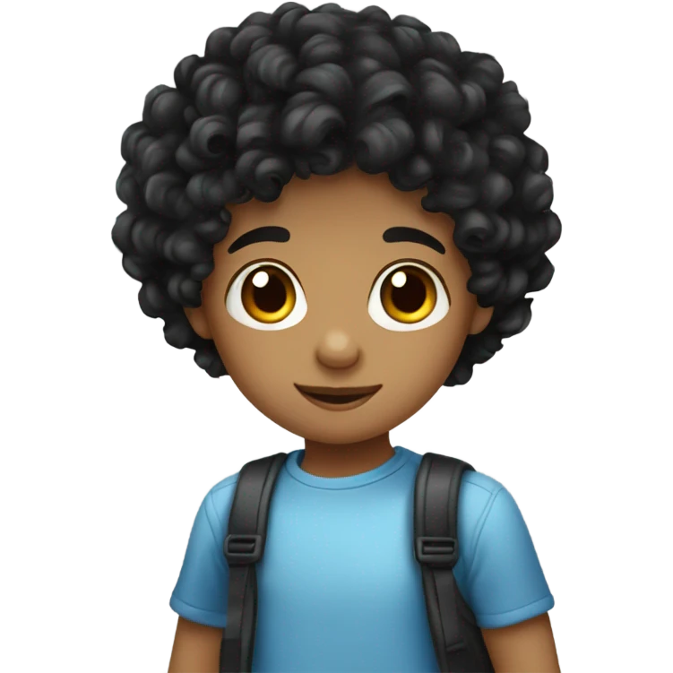 Little boy with black curly hair white  emoji