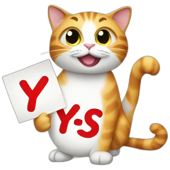 Cat holding a yes sign emoji