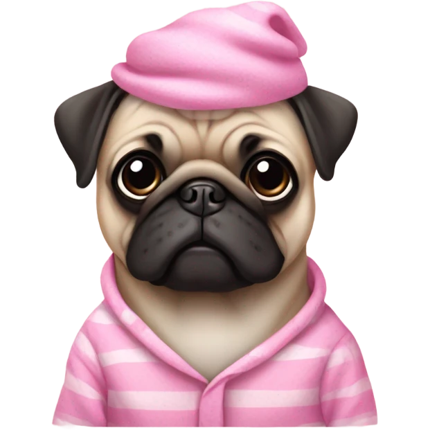 Pug wearing pink pjs emoji