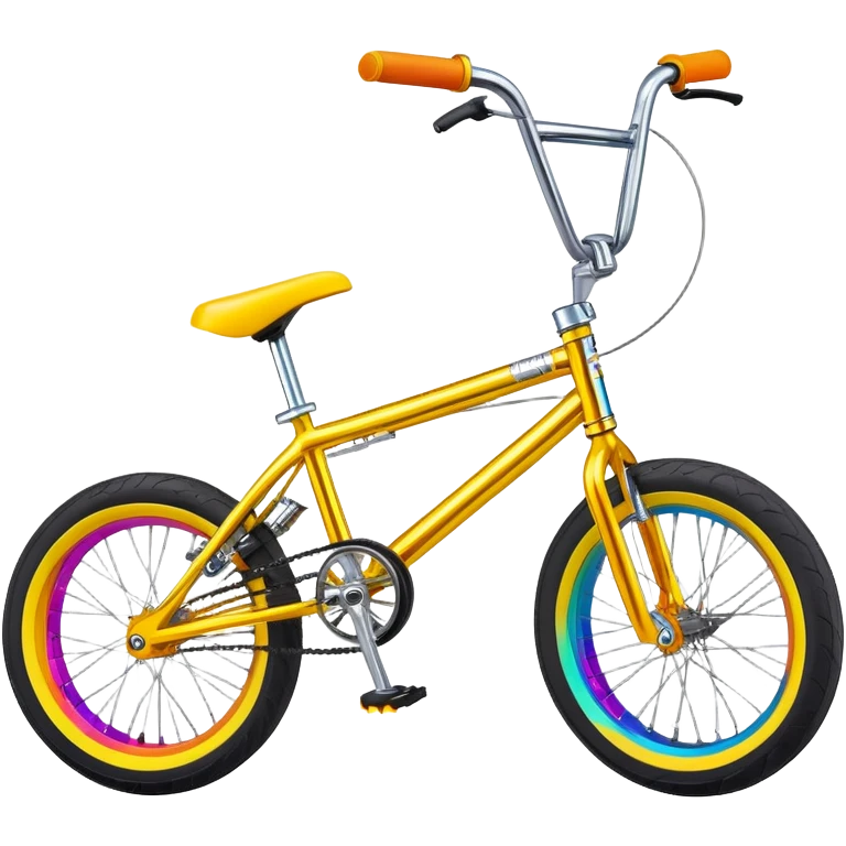 Brightly colored BMX stunt bicycle, clear detailed view, chrome accents, small wheels, freestyle BMX bike design emoji