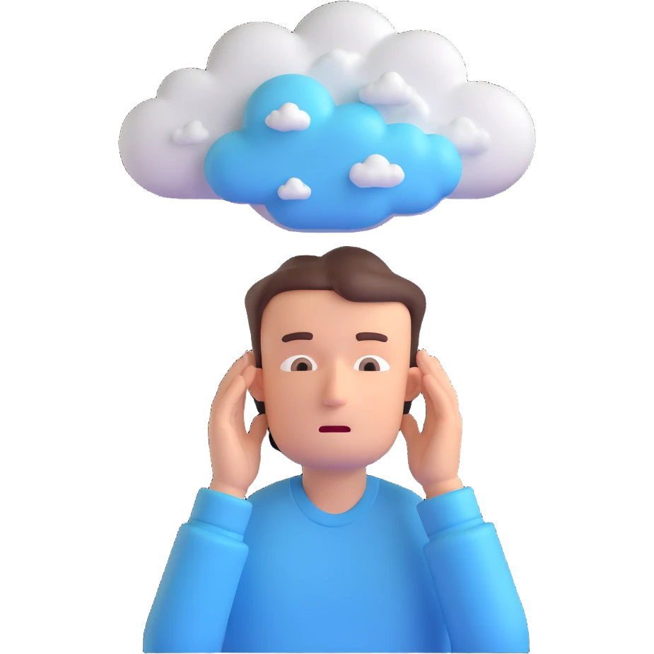 sick man with cloud above his head emoji