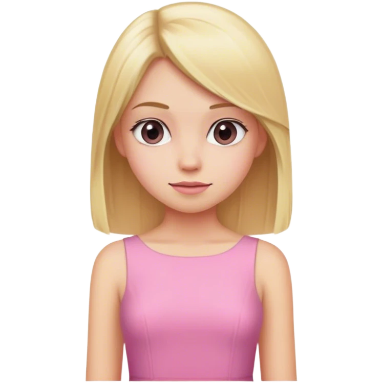 Chica rubia, con cabello lacio, vestido rosado emoji