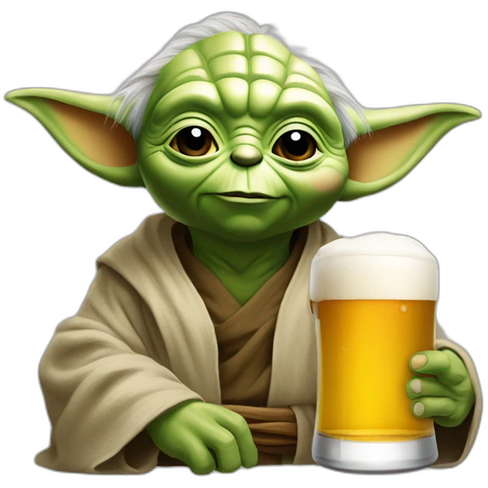 Yoda buvant une bière emoji